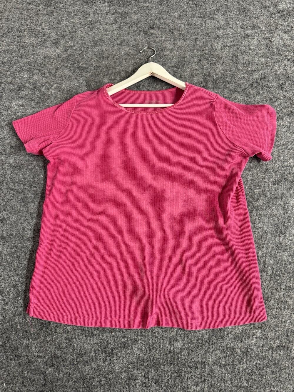Woman Within Sweater Women 18 20 XL Pink Short Sleeve Ribbed Knit Pullover N114